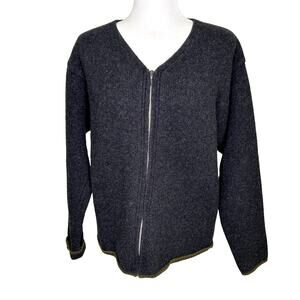 Banana Republic Gray Lambs Wool Zip Front Long Sleeve Unisex Cardigan